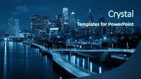  Presentation with philadelphia - Slide deck enhanced with philadelphia skyline at night background and a ocean colored foreground