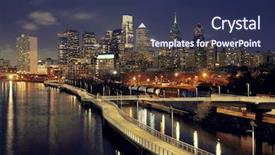  Presentation with philadelphia - Amazing slide set having philadelphia skyline at night backdrop and a ocean colored foreground