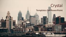  Presentation with philadelphia - Colorful presentation theme enhanced with philadelphia skyline with urban architecture backdrop and a lemonade colored foreground