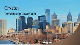  Presentation with philadelphia - Amazing slide set having philadelphia skyline with urban architecture backdrop and a light blue colored foreground