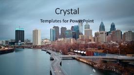 Presentation with philadelphia - Amazing theme having philadelphia skyline with urban architecture backdrop and a light blue colored foreground