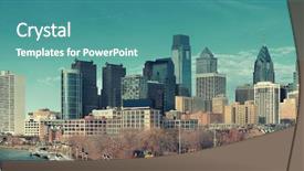  Presentation with philadelphia - Beautiful theme featuring philadelphia skyline with urban architecture backdrop and a  colored foreground
