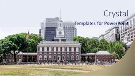  Presentation with declaration independence - Cool new presentation design with philadelphia-usa-july-7-2018 backdrop and a sky blue colored foreground