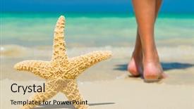  Presentation with starfish - Slide deck featuring philipines - human feet on the wet background and a lemonade colored foreground