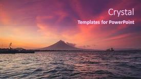  Presentation with water ocean - Theme having philippine-ocean-sunrise-silhouette-volcano background and a violet colored foreground