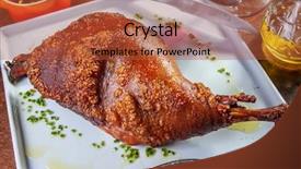  Presentation with 7 bone roast - Audience pleasing PPT theme consisting of philippine traditional - pork roast pururuca backdrop and a red colored foreground