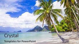  Presentation with scenery - PPT theme with philippine traditional - tropical beach scenery background and a light blue colored foreground