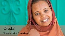  Presentation with african culture - Audience pleasing PPT theme consisting of philippines culture - african muslim girl backdrop and a red colored foreground