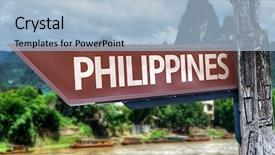  Presentation with philippines culture - PPT theme consisting of philippines wooden sign with exotic background and a light blue colored foreground