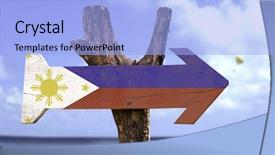  Presentation with philippines - Audience pleasing PPT theme consisting of philippines wooden sign backdrop and a light blue colored foreground