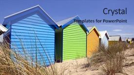  Presentation with australia melbourne - Cool new PPT layouts with philips - beach boxes at brighton beach backdrop and a teal colored foreground