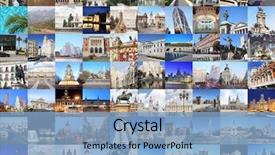  Presentation with collage - Presentation theme having philips - collage with madrid views background and a light blue colored foreground