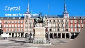  Presentation with house - PPT theme having philips - statue of philip iii background and a teal colored foreground