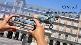  Presentation with tourist - Amazing theme having philips - tourist taking a picture backdrop and a light blue colored foreground