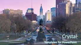  Presentation with tower - Theme having philladelphia city hall clock tower background and a ocean colored foreground