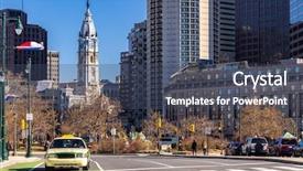  Presentation with tower - Amazing slide deck having philladelphia city hall clock tower backdrop and a ocean colored foreground