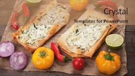  Presentation with fast food - Beautiful slides featuring philo - phyllo pastry filled with cheese backdrop and a coral colored foreground