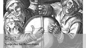  Presentation with globe - Presentation design consisting of philosophers-heraklite-and-democriet background and a light gray colored foreground