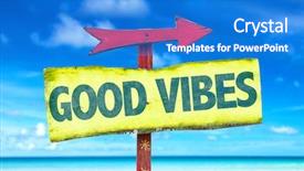  Presentation with good - PPT theme with philosophy free - good vibes sign with beach background and a cobalt blue colored foreground