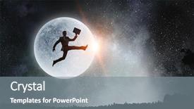  Presentation with moon - PPT layouts consisting of philosophy management - silhouette of businessman over moon background and a gray colored foreground