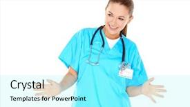  Presentation with beautiful green - PPT theme having phisician - playful beautiful young female nurse background and a arctic colored foreground