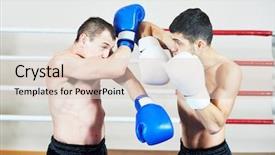  Presentation with thai boxing - Slide deck enhanced with phisic - combat sport muai thai sportsman background and a  colored foreground