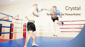  Presentation with thai boxing - Colorful presentation design enhanced with phisic - muai thai sportsman fighting backdrop and a  colored foreground
