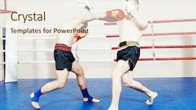  Presentation with thai boxing - Amazing slides having phisic - muay thai sportsman fighting backdrop and a  colored foreground