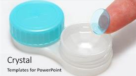  Presentation with contact lens - Amazing PPT theme having phisiology - contact lens preparing backdrop and a light gray colored foreground