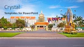  Presentation with phnom penh - Audience pleasing presentation theme consisting of phnom-penh-cambodia-dec-3 backdrop and a light blue colored foreground