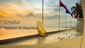  Presentation with phnom penh - Slide set enhanced with mekong - phnom penh riverside at sunrise background and a yellow colored foreground