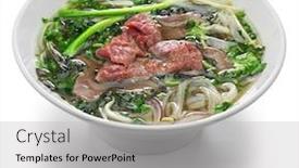  Presentation with noodle - Slide deck featuring pho-bo-vietnamese-beef-noodle background and a light gray colored foreground