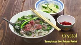  Presentation with noodle - PPT layouts enhanced with pho-bo-vietnamese-beef-noodle background and a tawny brown colored foreground