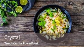  Presentation with soup - Slide set with pho-soup-vietnamese-soup background and a gray colored foreground