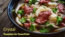  Presentation with soup - Slide set with pho-soup-vietnamese-soup and a wine colored foreground