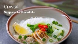  Presentation with meat - PPT theme enhanced with pho-soup-with-chicken-meat background and a gray colored foreground