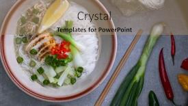  Presentation with meat - Presentation theme featuring pho-soup-with-chicken-meat background and a coral colored foreground