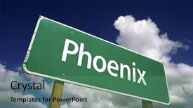  Presentation with phoenix - Beautiful PPT layouts featuring phoenix road sign with dramatic backdrop and a ocean colored foreground