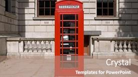 Presentation with king crown - Colorful PPT theme enhanced with phone 6 - classic red british telephone box backdrop and a coral colored foreground