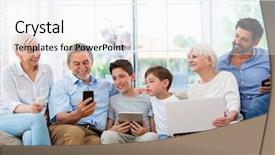  Presentation with valueaddition technology - Audience pleasing slides consisting of phone 6 - family having fun with technology backdrop and a  colored foreground