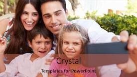  Presentation with home garden - Presentation theme having phone 6 - family sitting on seat background and a red colored foreground