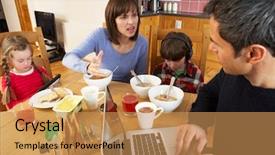  Presentation with eating - Presentation having phone 6 - family using gadgets whilst eating background and a coral colored foreground