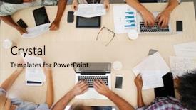  Presentation with phone meeting - Colorful PPT theme enhanced with phone 6 - overhead view of staff backdrop and a lemonade colored foreground