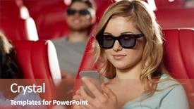 Presentation with movie theater - Beautiful theme featuring phone addiction - cinema technology entertainment and people backdrop and a red colored foreground
