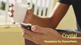  Presentation with phone addiction - PPT theme consisting of phone addiction - closeup of a young caucasian background and a tawny brown colored foreground