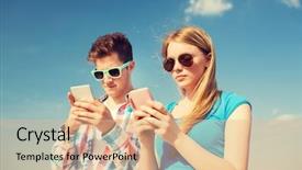  Presentation with addiction - Presentation theme with phone addiction - holidays vacation love and friendship background and a coral colored foreground