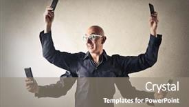  Presentation with phone addiction - PPT layouts featuring phone addiction - multitasking man background and a gray colored foreground