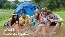  Presentation with travel and tourism - Presentation theme with phone addiction - travel tourism hike technology background and a coral colored foreground