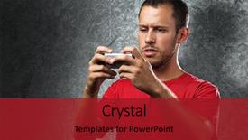  Presentation with phone - Colorful presentation theme enhanced with phone against a grunge wall backdrop and a crimson colored foreground