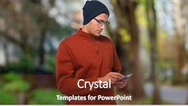  Presentation with phone - PPT layouts featuring phone against footpath by tree background and a tawny brown colored foreground